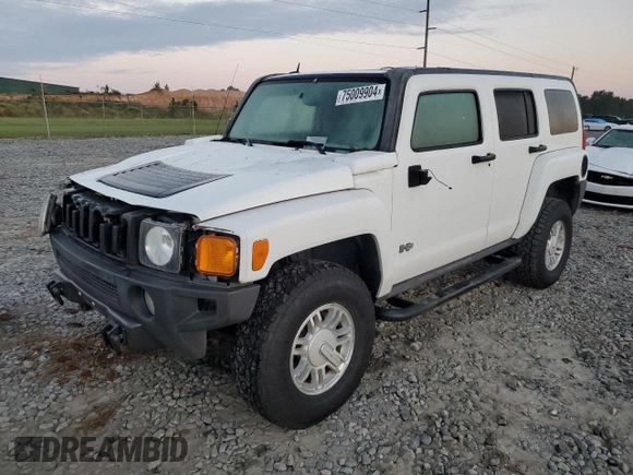 2007 Hummer H3 SUV with VIN 5GTDN13E078177927, listed as a Copart auction lot 75009904 with 127,160 mi miles and Salvage Title. Bid and sale history available at carsss.com. Image 1.