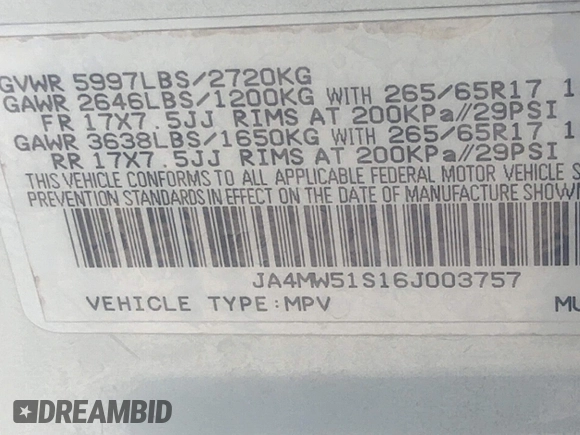 2006 Mitsubishi Montero Limited z VIN JA4MW51S16J003757, wystawiony jako IAAI lot #41683143 z przebiegiem 246 618 mil mil oraz . Historia ofert i sprzedaży dostępna na DreamBid. Obrazek 9.