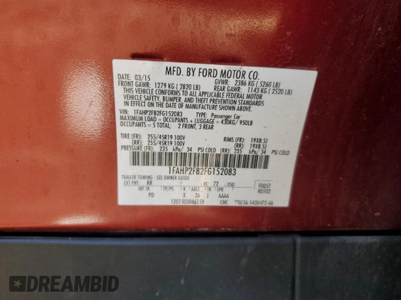 2015 Ford Taurus Limited with VIN 1FAHP2F82FG152083, listed as a Copart auction lot 51980995 with 149,077 mi miles and Salvage Title. Bid and sale history available at carsss.com. Image 14.
