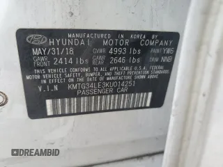 2019 Genesis G70 Dynamic with VIN KMTG34LE3KU014251, listed as a Copart auction lot 87297734 with 97,705 mi miles and Salvage Title. Bid and sale history available at DreamBid. Image 12.