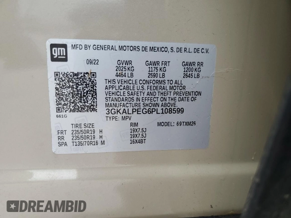 2023 GMC Terrain SLT с VIN 3GKALPEG6PL108599, выставлен на аукционе Copart как лот 54158035 с пробегом 32 028 миль миль и Списание • Salvage title. История ставок и продаж доступна на DreamBid. Изображение 13.