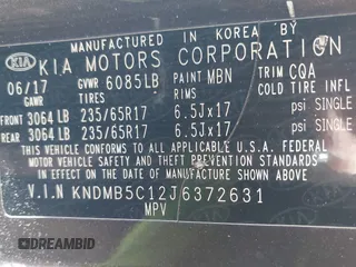 2018 Kia Sedona LX with VIN KNDMB5C12J6372631, listed as a IAAI auction lot 41994306 with 75,918 mi miles. Bid and sale history available at carsss.com. Image 9.
