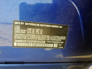 2023 BMW 3 Series 330i with VIN 3MW69FF00P8D04288, listed as a Copart auction lot 57181315 with 35,461 mi miles and Salvage title. Bid and sale history available at DreamBid. Image 12.