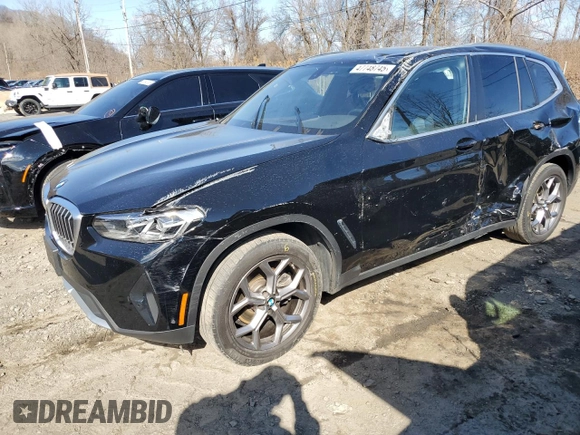 2023 BMW X3 xDrive30i with VIN 5UX53DP01P9R97895, listed as a Copart auction lot 47748745 with 18,193 mi miles and Salvage Title. Bid and sale history available at carsss.com. Image 1.