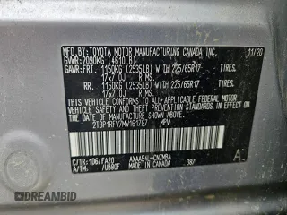 2021 Toyota RAV4 XLE with VIN 2T3P1RFV7MW161787, listed as a Copart auction lot 60937395 with 91,377 mi miles and Salvage title. Bid and sale history available at DreamBid. Image 11.