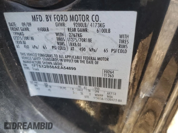 2010 Ford F-250 XL z VIN 1FTSX2B58AEA54899, wystawiony jako Copart lot #43699915 z przebiegiem 107 312 mil mil oraz Tytuł czysty. Historia ofert i sprzedaży dostępna na DreamBid. Obrazek 12.