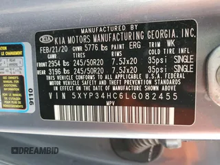 2020 Kia Telluride EX z VIN 5XYP34HC6LG082455, wystawiony jako Copart lot #51574195 z przebiegiem 133 653 mil mil oraz Szkoda całkowita • Salvage title. Historia ofert i sprzedaży dostępna na DreamBid. Obrazek 15.