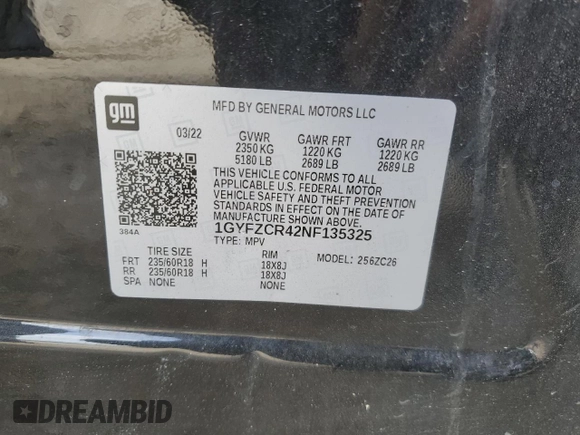 2022 Cadillac XT4 FWD Premium Luxury z VIN 1GYFZCR42NF135325, wystawiony jako Copart lot #43133215 z przebiegiem 48 998 mil mil oraz Szkoda całkowita • Salvage title. Historia ofert i sprzedaży dostępna na DreamBid. Obrazek 15.