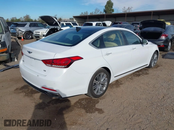 2018 Genesis G80 3.8L z VIN KMHGN4JE9JU216176, wystawiony jako IAAI lot #40976135 z przebiegiem 50 530 mil mil oraz . Historia ofert i sprzedaży dostępna na DreamBid. Obrazek 4.