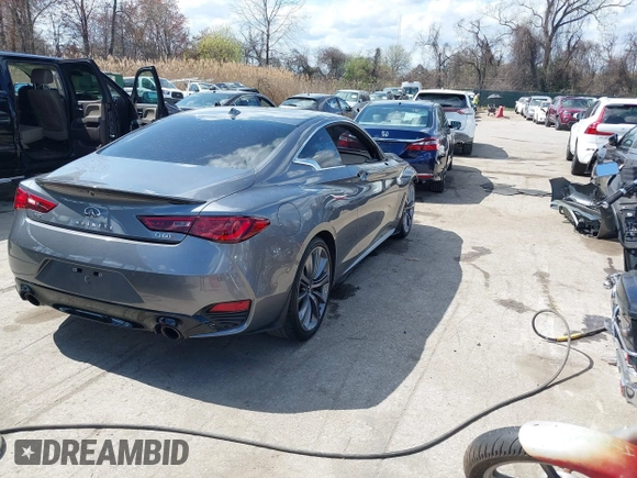 2021 Infiniti Q60 Red Sport 400 with VIN JN1FV7LLXMM560314, listed as a IAAI auction lot 41930067 with 47,818 mi miles and . Bid and sale history available at DreamBid. Image 4.