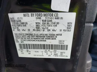 2012 Ford Escape XLT с VIN 1FMCU9DG4CKA36906, выставлен на аукционе IAAI как лот 42257795 с пробегом 243 757 миль миль и . История ставок и продаж доступна на DreamBid. Изображение 9.