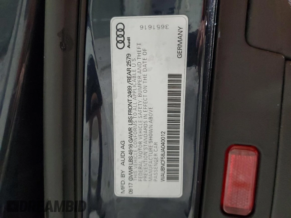 2018 Audi A5 Sportback Premium Plus with VIN WAUBNCF58JA040012, listed as a Copart auction lot 53456135 with 157,627 mi miles and Salvage Title. Bid and sale history available at carsss.com. Image 12.