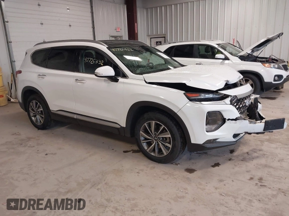 2019 Hyundai Santa Fe Limited with VIN 5NMS5CAD2KH021934, listed as a IAAI auction lot 40726332 with 52,994 mi miles. Bid and sale history available at carsss.com. Image 1.