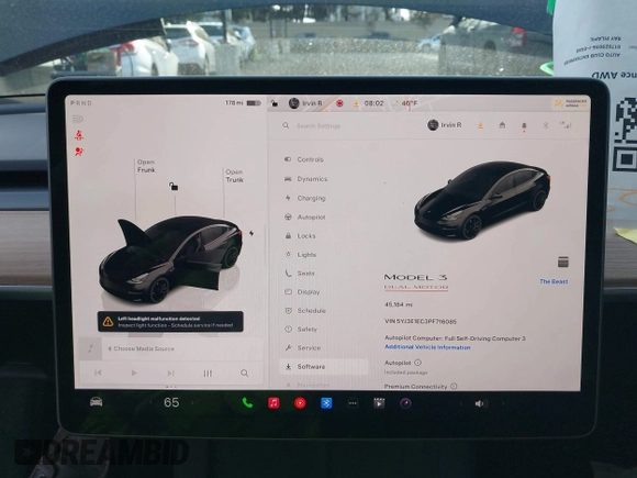 2023 Tesla Model 3 Performance z VIN 5YJ3E1EC3PF716085, wystawiony jako IAAI lot #41911684 z przebiegiem 45 184 mil mil oraz . Historia ofert i sprzedaży dostępna na DreamBid. Obrazek 19.