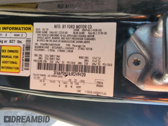 2018 Ford Fusion SE with VIN 3FA6P0H76JR249420, listed as a Copart auction lot 80691044 with 110,126 mi miles and Clean Title. Bid and sale history available at carsss.com. Image 12.