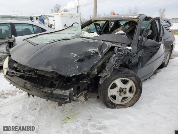 2002 Chevrolet Monte Carlo SS with VIN 2G1WX15K929260534, listed as a Copart auction lot 88892225 with 0 mi miles and Salvage Title. Bid and sale history available at carsss.com. Image 1.