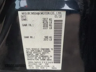 2018 Nissan Altima SR with VIN 1N4AL3APXJC255169, listed as a IAAI auction lot 41996921 with 148,770 mi miles and . Bid and sale history available at DreamBid. Image 9.