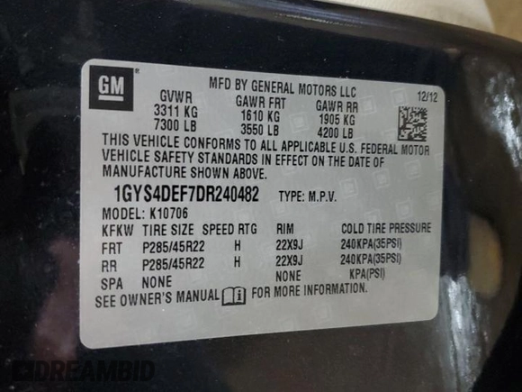 2013 Cadillac Escalade Platinum Edition z VIN 1GYS4DEF7DR240482, wystawiony jako Copart lot #56906815 z przebiegiem 147 774 mil mil oraz Szkoda całkowita • Salvage title. Historia ofert i sprzedaży dostępna na DreamBid. Obrazek 13.