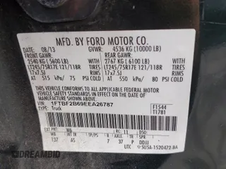 2014 Ford F-250 XL with VIN 1FTBF2B69EEA26787, listed as a Copart auction lot 49214335 with 62,142 mi miles and Salvage title. Bid and sale history available at DreamBid. Image 12.