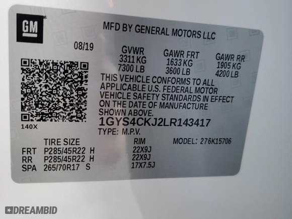 2020 Cadillac Escalade Premium Luxury with VIN 1GYS4CKJ2LR143417, listed as a Copart auction lot 80846294 with 79,568 mi miles and Salvage Title. Bid and sale history available at carsss.com. Image 14.