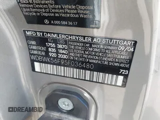 2005 Mercedes-Benz SLK 230/320 with VIN WDBWK56F95F036480, listed as a IAAI auction lot 42727660 with 95,249 mi miles and . Bid and sale history available at DreamBid. Image 9.