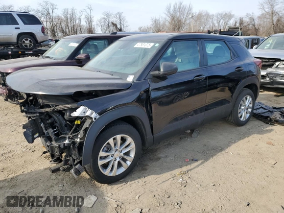 2021 Chevrolet TrailBlazer LS with VIN KL79MMS21MB169159, listed as a Copart auction lot 47581075 with 76,886 mi miles and Salvage Title. Bid and sale history available at DreamBid. Image 1.