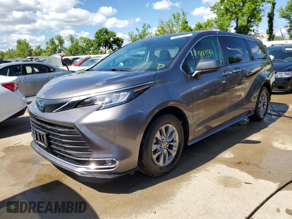 2021 Toyota Sienna XLE with VIN 5TDYSKFC3MS018859, listed as a Copart auction lot 55819654 with 89,399 mi miles and Salvage title. Bid and sale history available at DreamBid. Image 1.