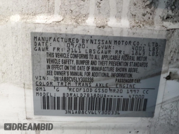 2020 Nissan Sentra SV with VIN 3N1AB8CV6LY300336, listed as a Copart auction lot 47751475 with 126,789 mi miles and Salvage Title. Bid and sale history available at carsss.com. Image 14.