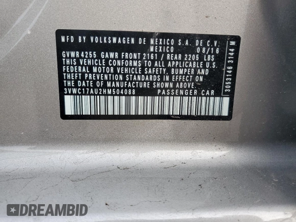 2017 Volkswagen Golf SportWagen S with VIN 3VWC17AU2HM504088, listed as a Copart auction lot 61307584 with 108,426 mi miles and Salvage Title. Bid and sale history available at carsss.com. Image 12.