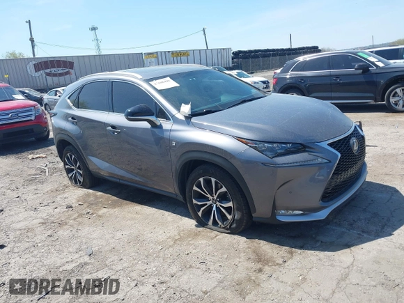 2015 Lexus NX 200t with VIN JTJBARBZ8F2013577, listed as a IAAI auction lot 42108496 with 99,847 mi miles. Bid and sale history available at carsss.com. Image 1.