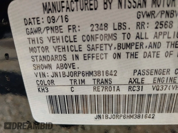 2017 Infiniti QX50 z VIN JN1BJ0RP6HM381642, wystawiony jako IAAI lot #42053175 z przebiegiem Nie podano mil oraz . Historia ofert i sprzedaży dostępna na DreamBid. Obrazek 9.