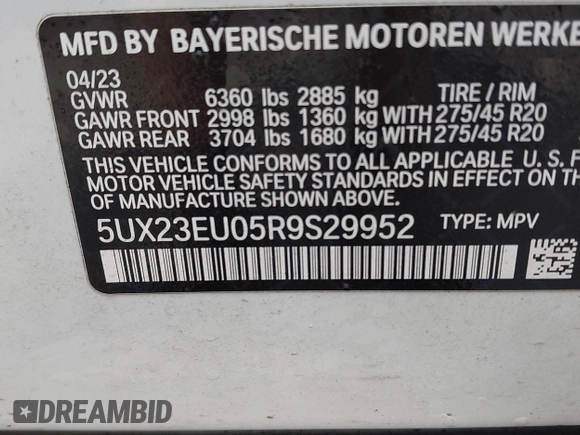 2024 BMW X5 xDrive40i z VIN 5UX23EU05R9S29952, wystawiony jako IAAI lot #42177371 z przebiegiem 26 832 mil mil oraz . Historia ofert i sprzedaży dostępna na DreamBid. Obrazek 9.