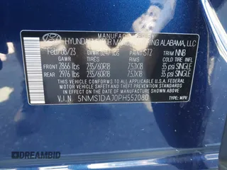 2023 Hyundai Santa Fe SE z VIN 5NMS1DAJ0PH552080, wystawiony jako IAAI lot #40653004 z przebiegiem 5 982 mil mil oraz . Historia ofert i sprzedaży dostępna na DreamBid. Obrazek 9.