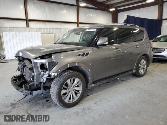 2015 Infiniti QX80 with VIN JN8AZ2NE1F9082792, listed as a Copart auction lot 48997125 with 128,947 mi miles and Salvage Title. Bid and sale history available at carsss.com. Image 1.