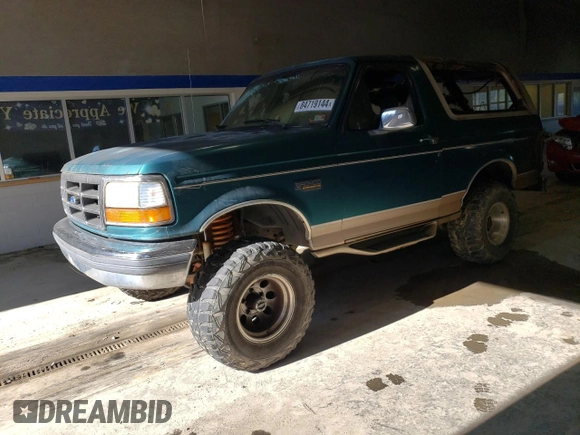 1996 Ford Bronco Custom with VIN 1FMEU15H6TLA69143, listed as a Copart auction lot 84719144 with Not Provided miles and Non Repairable. Bid and sale history available at DreamBid. Image 1.