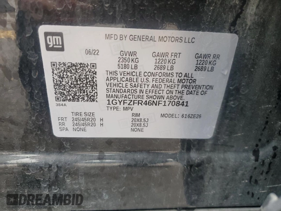 2022 Cadillac XT4 AWD Sport с VIN 1GYFZFR46NF170841, выставлен на аукционе Copart как лот 55863705 с пробегом 14 745 миль миль и Списание • Salvage title. История ставок и продаж доступна на DreamBid. Изображение 13.