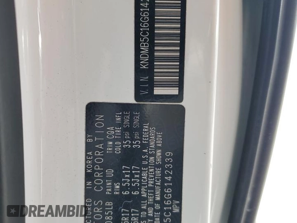 2016 Kia Sedona LX with VIN KNDMB5C16G6142339, listed as a Copart auction lot 54047275 with 157,090 mi miles and Salvage Title. Bid and sale history available at carsss.com. Image 13.