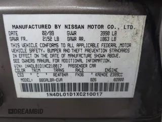 1999 Nissan Altima XE with VIN 1N4DL01D1XC210017, listed as a IAAI auction lot 41199544 with 297,917 mi miles. Bid and sale history available at carsss.com. Image 9.