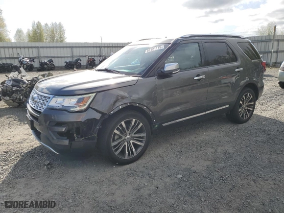 2017 Ford Explorer Platinum with VIN 1FM5K8HT0HGB15225, listed as a Copart auction lot 53121115 with 106,338 mi miles and Salvage Title. Bid and sale history available at carsss.com. Image 1.