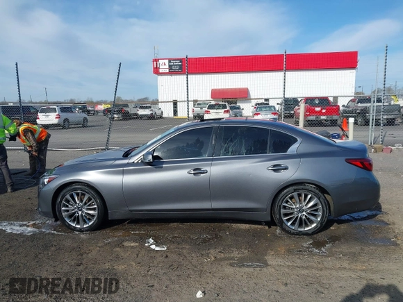 2021 Infiniti Q50 3.0t LUXE with VIN JN1EV7BP5MM707302, listed as a IAAI auction lot 41844207 with 83,201 mi miles. Bid and sale history available at carsss.com. Image 14.