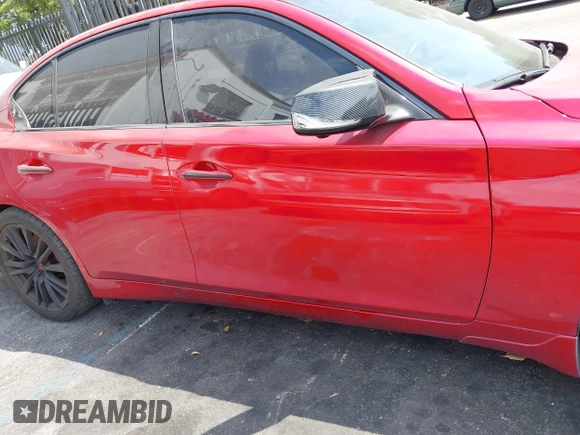 2022 Infiniti Q50 Red Sport 400 with VIN JN1FV7DP0NM370170, listed as a IAAI auction lot 41879005 with 29,272 mi miles and . Bid and sale history available at DreamBid. Image 13.