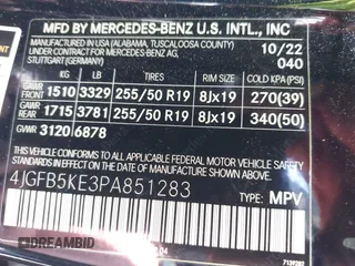 2023 Mercedes-Benz GLE 450 with VIN 4JGFB5KE3PA851283, listed as a IAAI auction lot 42370277 with 67,873 mi miles and . Bid and sale history available at DreamBid. Image 9.