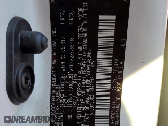 2016 Toyota Sienna Limited with VIN 5TDDK3DC3GS143212, listed as a Copart auction lot 85679694 with 150,340 mi miles and Salvage title. Bid and sale history available at DreamBid. Image 13.