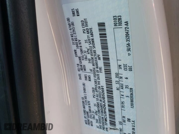 2018 Ford Escape SEL with VIN 1FMCU9HD6JUB52691, listed as a Copart auction lot 49399495 with 107,180 mi miles and Salvage Title. Bid and sale history available at carsss.com. Image 13.