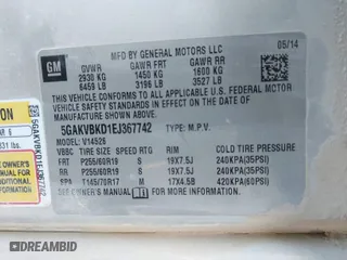 2014 Buick Enclave Leather with VIN 5GAKVBKD1EJ367742, listed as a IAAI auction lot 41460142 with 134,349 mi miles. Bid and sale history available at carsss.com. Image 9.