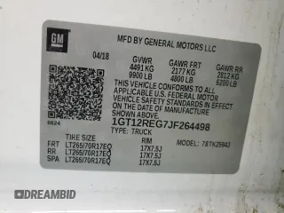 2018 GMC Sierra 2500HD z VIN 1GT12REG7JF264498, wystawiony jako Copart lot #82891494 z przebiegiem 206 152 mil mil oraz Szkoda całkowita • Salvage title. Historia ofert i sprzedaży dostępna na DreamBid. Obrazek 12.