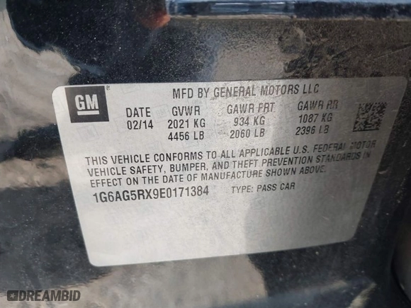2014 Cadillac ATS Standard AWD with VIN 1G6AG5RX9E0171384, listed as a IAAI auction lot 41836571 with 142,848 mi miles. Bid and sale history available at carsss.com. Image 9.