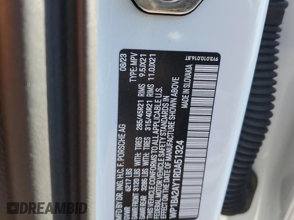 2024 Porsche Cayenne with VIN WP1BA2AY1RDA51324, listed as a Copart auction lot 48373975 with 11,449 mi miles and Clean title. Bid and sale history available at DreamBid. Image 13.