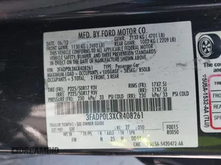 2012 Ford Fusion Hybrid z VIN 3FADP0L3XCR408261, wystawiony jako IAAI lot #42781210 z przebiegiem 281 961 mil mil oraz . Historia ofert i sprzedaży dostępna na DreamBid. Obrazek 9.