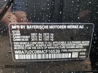 2021 BMW 7 Series 750i xDrive with VIN WBA7U2C08MCF16539, listed as a Copart auction lot 49942073 with 19,846 mi miles. Bid and sale history available at carsss.com. Image 14.